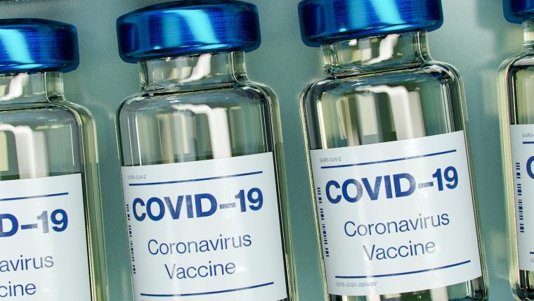 Rows of COVID-19 vaccines.